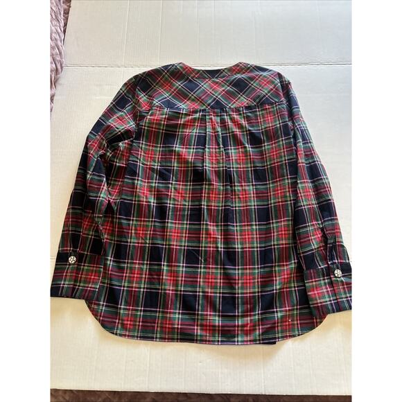 Talbots Red Tartan Plaid Shirt Sz XL Pullover Rhinestone Buttons Accent Holiday - Picture 12 of 12